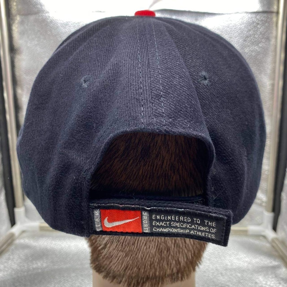 Nike University of Maryland Terrapins Men OS Navy Red Vertical Stripe Swoosh Hat - Picture 7 of 10